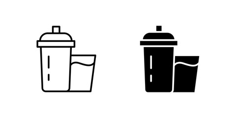 Energetic protein shake icon set for fitness, nutrition, and workout recovery. Perfect for sports, health, and dietary supplement brands.