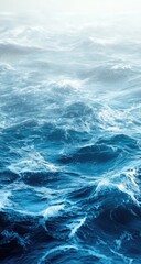 Fototapeta premium Close-up view of turbulent ocean waves. Deep blues and whites