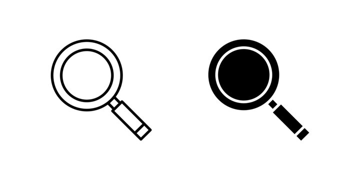 Universal search magnifying glass icon set for discovery, inquiry, and information finding. Essential for websites, databases, and research tools.