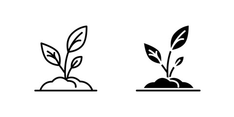 Delicate sprout plant icon set representing growth, nature, and new life in an ecosystem. Perfect for gardening, sustainability, and organic themes.
