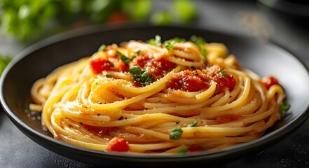 In a refined pasta dish, the noodles and sauce blend perfectly