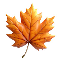 Fototapeta premium 3d realistic orange maple leaf isolated on transparent background