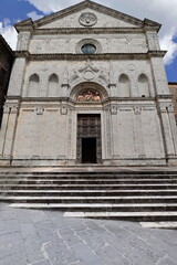 Facade of the Chiesa di Sant'Agostino-St.Augustine Church featuring elements ranging from late Gothic to Renaissance. Montepulciano-Tuscany-Italy-027