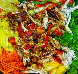 Fresh vegetable salad. Healthy food. Healthy eating concept. Top view close up