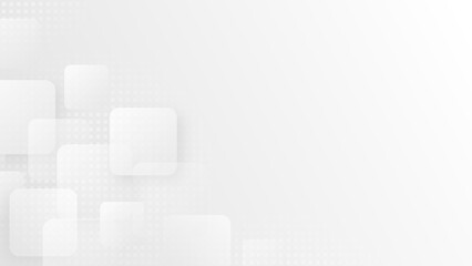 Light gray abstract background with squares. Geometric banner
