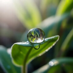 water drops on green leaf