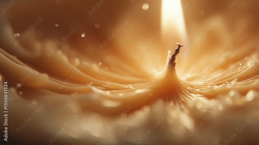 Poster candle flame and wax detail showing swirls and texture, creating a warm and cozy atmosphere