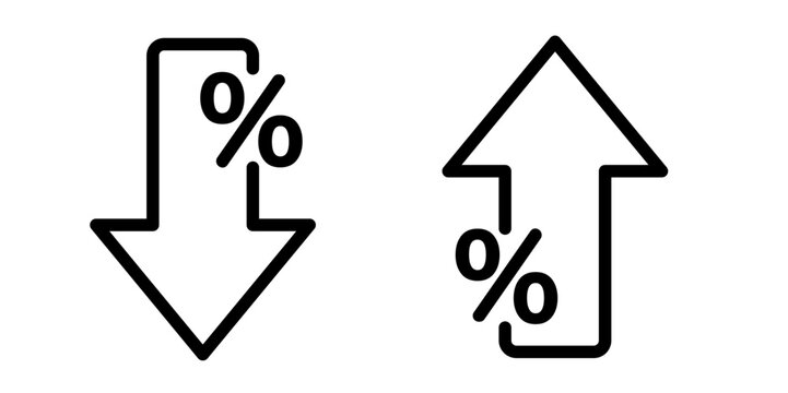 increasing and decreasing percent &ndash; vector icon set illustration