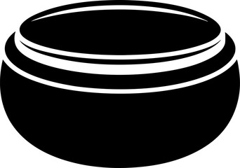 Round Cosmetic Jar Silhouette Vector Illustration