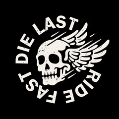 Winged skull vector illustration. Perfect for biker culture, rockabilly, and speed-themed apparel