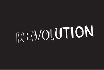 Fototapeta premium Bold Red Revolution Text on Black Background Powerful 3D Rendering with Strong Visual Impact and Graphic Design