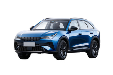 Obraz premium modern blue suv isolated on white background PNG ,AI GENERATED