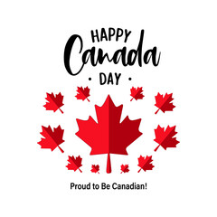 Happy Canada Day, Happy Canada Day Celebration with Maple Leaves