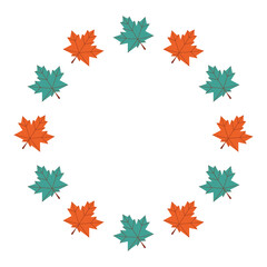 Frame of leaves. Cozy autumn leaves. Vector flat illustration isolated on a white background