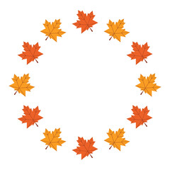 Frame of leaves. Cozy autumn leaves. Vector flat illustration isolated on a white background