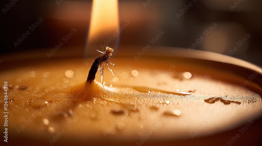 Poster candle flame and wax detail showing swirls and texture, creating a warm and cozy atmosphere