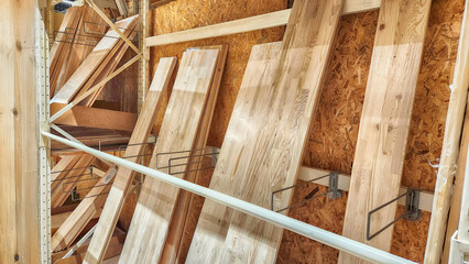 Wooden materials used in construction, home and workplace decorations