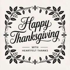 Happy Thanksgiving Day with autumn leaves. Hand drawn text lettering for Thanksgiving Day  
