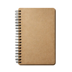 Small pocket notebook with kraft paper cover. Isolated white background. Png format
