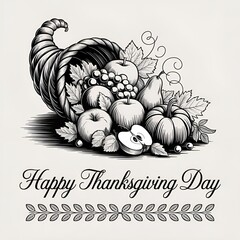 Happy Thanksgiving Day with autumn leaves. Hand drawn text lettering for Thanksgiving Day  
