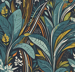 Floral pattern with branches and leaves. Beautiful illustration. Nature backdrop. Decoration wallpaper.
