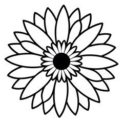 Black and White Gerbera Daisy Vector Illustration Layered Petals