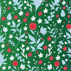 Flower Pattern with Leaves and Petal