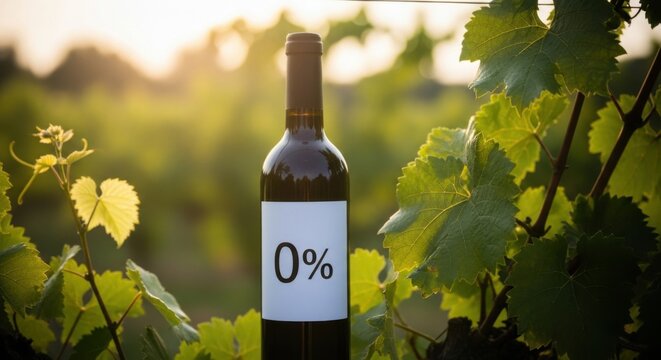 Discover the Refreshing Taste of Alcohol Free Wine Among Lush Green Grape Vines at Sunset