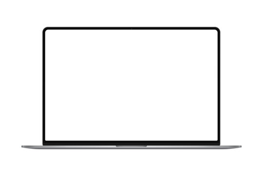 Modern thin frame realistic laptop, notebook or ultrabook mockup for inserting any UI interface advertisment or business presentation isolated vector illustration