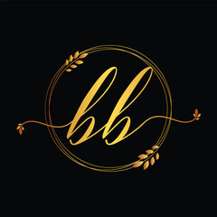 initial letter BB logo template with leaves ornament