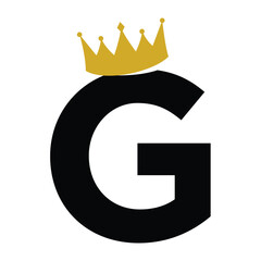 initial logo template letter G with crown	
