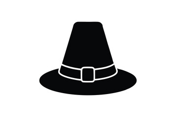 Silhouette art illustration of a pilgrim hat with buckle.eps