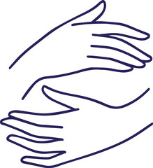 Obraz premium Two overlapping hands in minimalist line art style