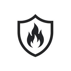Flaming winged shield icon: a hot yellow warning symbol of heat hazard