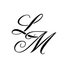 Elegant LM Monogram Logo in Black Script &ndash; Luxury Calligraphy Initial Design on White Background