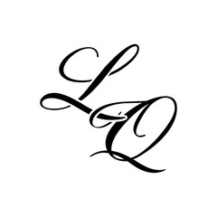Elegant LQ Monogram Logo in Black Script &ndash; Luxury Calligraphy Initial Design on White Background