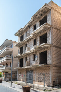 Front side of reconstruction of a house