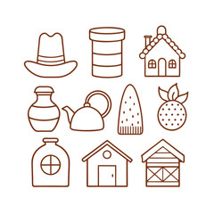 43 Outline Village Illustrations Houses Farms and More