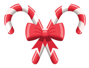 Two Striped Candy Canes with Red Bow