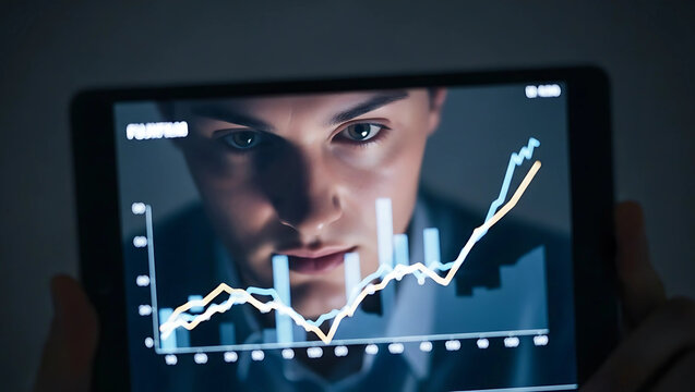 Modern Tech and Business Concept with Tablet Showing Financial Data