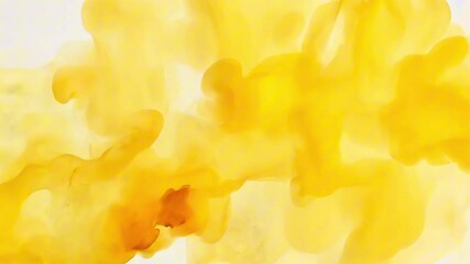 Yellow watercolor paint creates fluid and ethereal shapes on a white background, perfect for backgrounds and artistic projects - Powered by Adobe