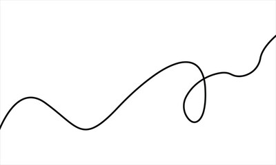 Abstract Continuous Line Vector Illustration – Smooth Flowing Black Curves on White Background