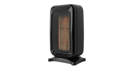 • A compact electric portable heater with modern design, isolated on white background in HD 