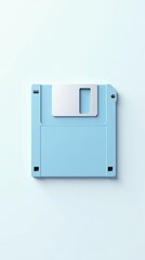 Pastel blue and grey floppy — vertical minimalist image for data and nostalgia themes