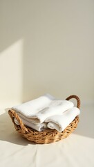 Neutral textile scene with soft light — vertical background for slow living content and Pinterest