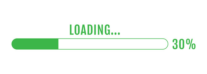30% Loading, 30% Progress Bar, Progress Loading Bar Vector Illustration