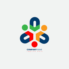 Minimalist modern logo with colorful people icons for company branding