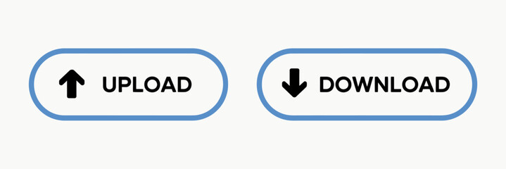 Fototapeta premium Upload and Download Buttons Simple, Clean UI Design Elements