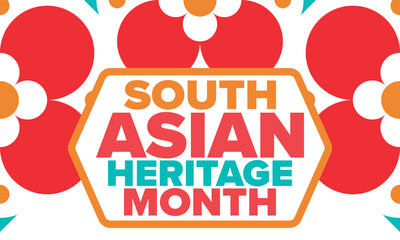 South Asian Heritage Month. Celebrate the diverse cultures and histories of South Asia. Traditional pattern. Creative art poster. Vector illustration