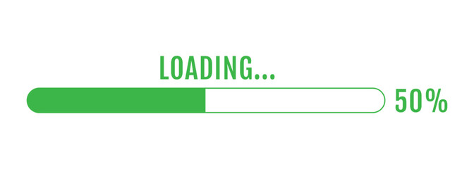50% Loading, 50% Progress Bar, Progress Loading Bar Vector Illustration